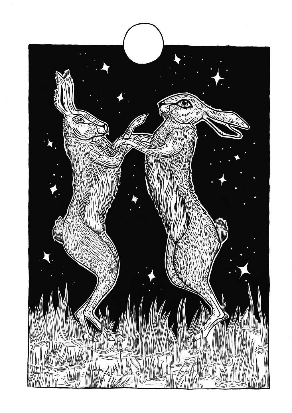 A Moon betwix two Hares