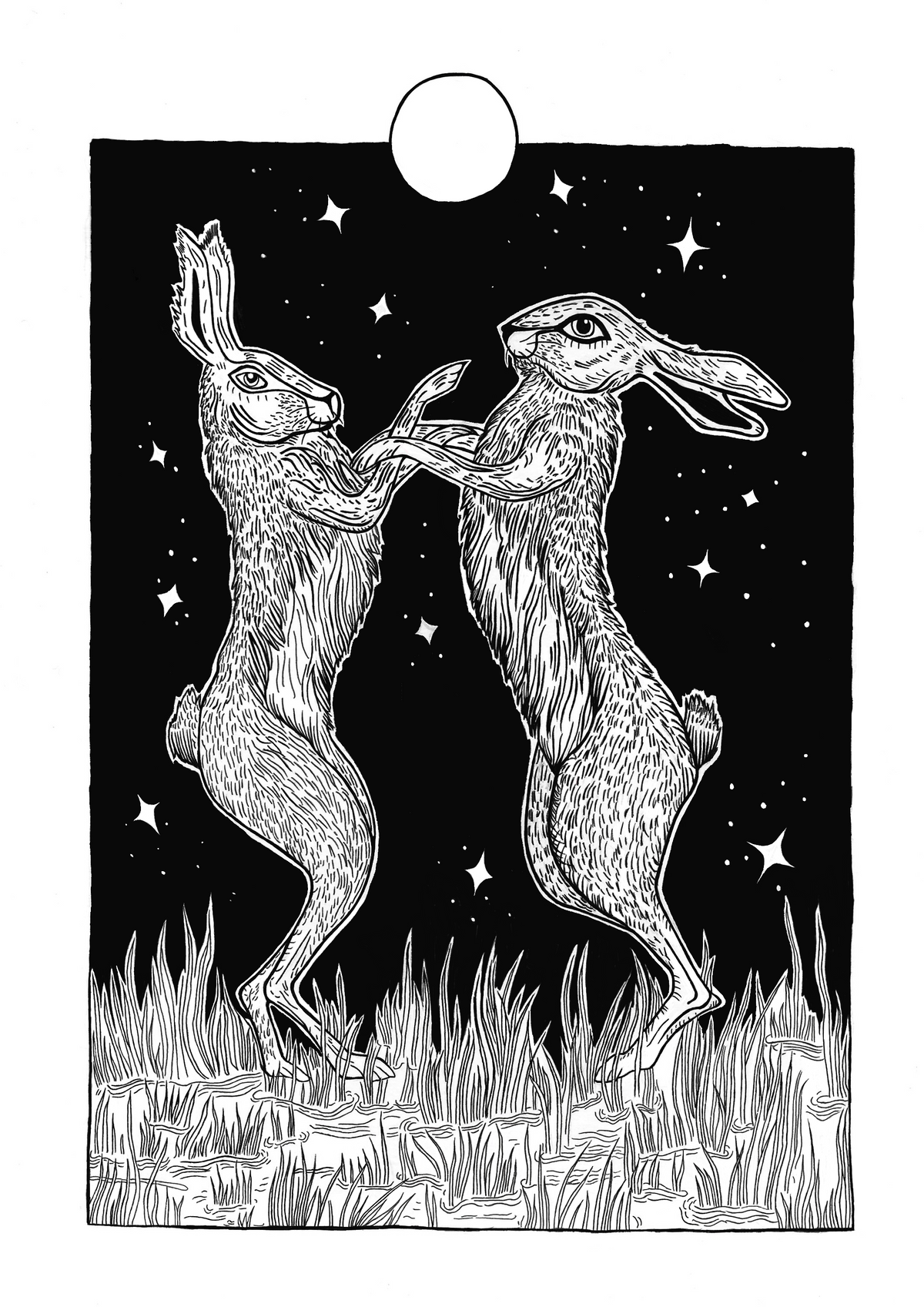 A Moon betwix two Hares